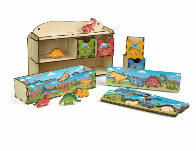 Деревянная игрушка-комодик «Мир динозавров», бренд «Сибирские игрушки»