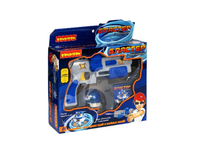 Игрушечный пистолет "Бластер с вертушкой" со световыми эффектами, бренд Bondibon