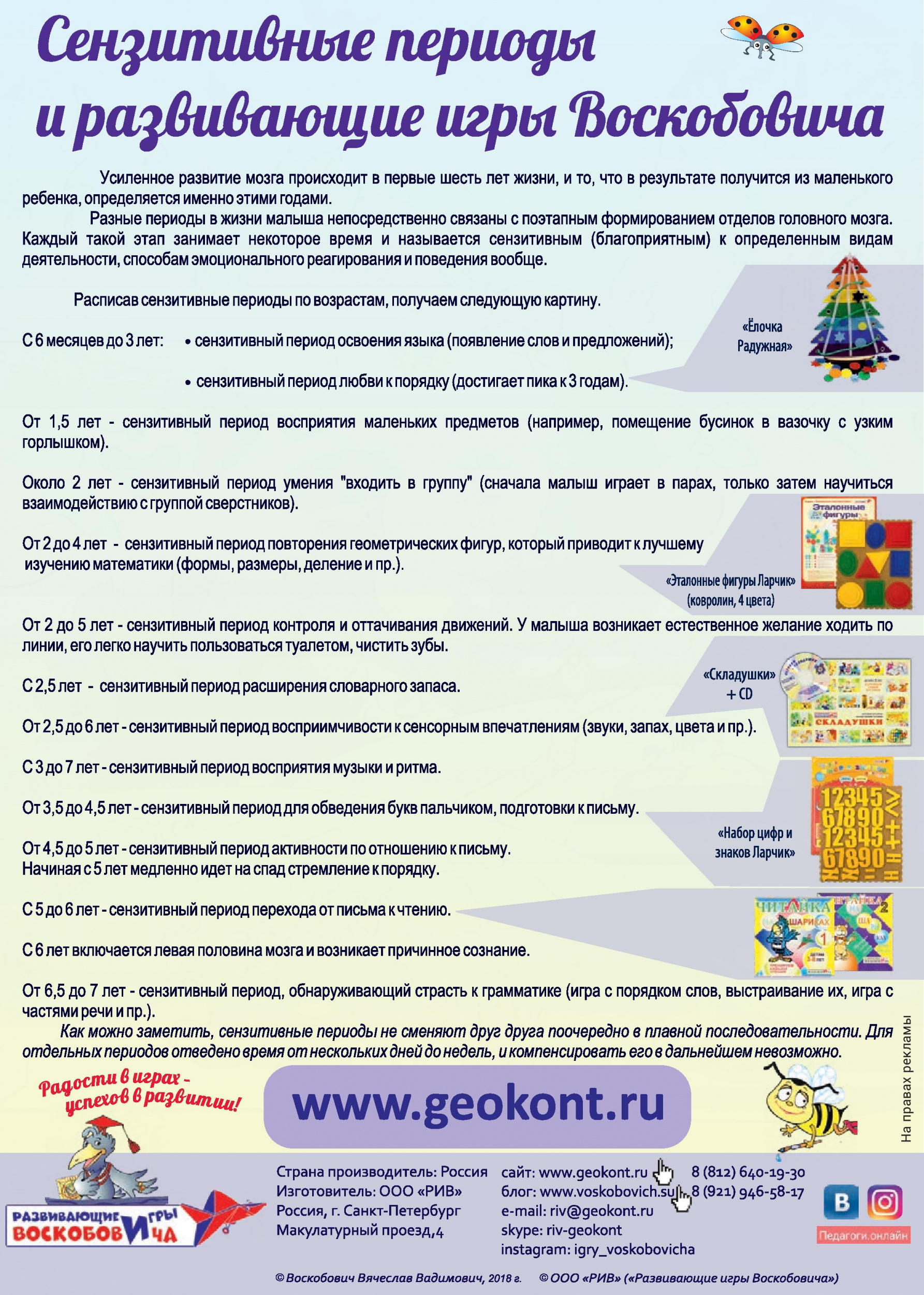 Сензитивные периоды и развивающие игры Воскобовича Сензитивные периоды и развивающие игры Воскобовича