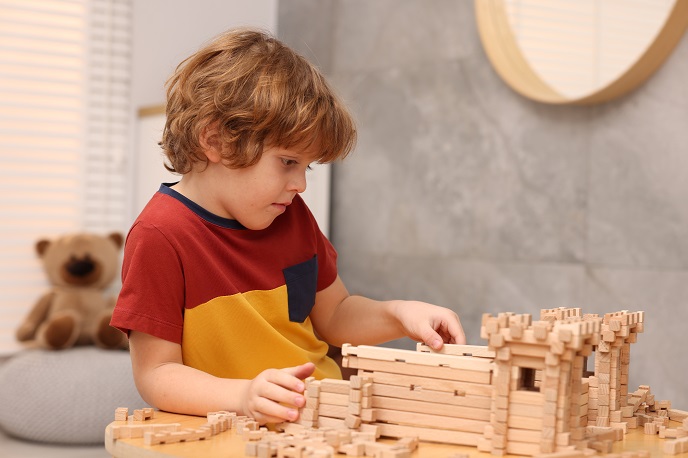 Мальчик играет в конструктор Мальчик играет в конструктор