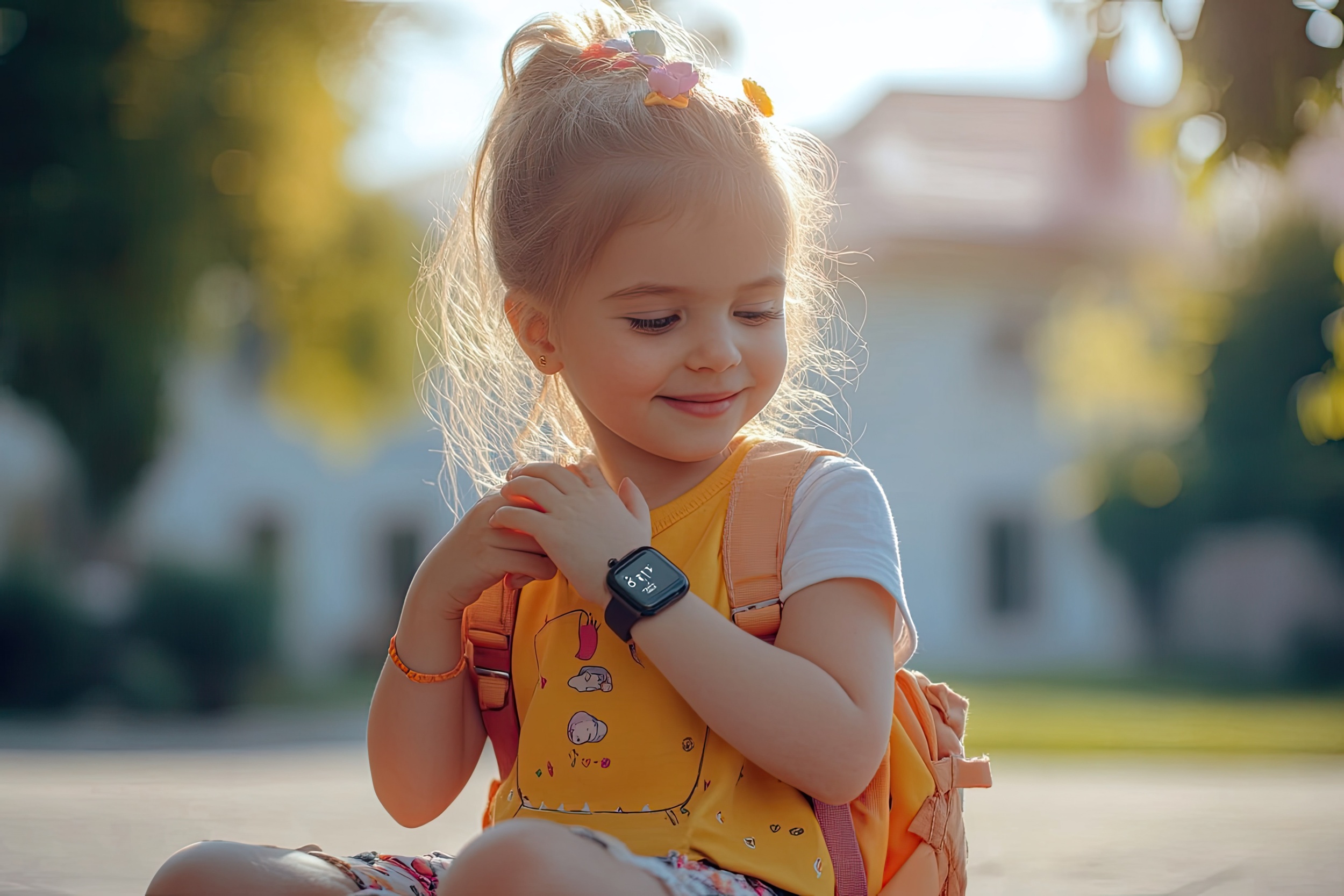 1 scastlivaa-malen-kaa-devocka-sidit-i-ispol-zuet-svoi-rebenok-umnye-casy-vozle-skoly.jpg