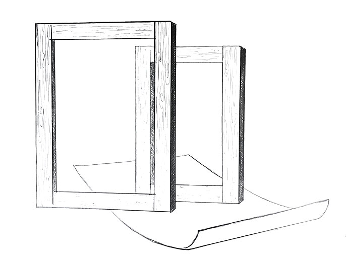 Закрепляем лист на стирателе, начало