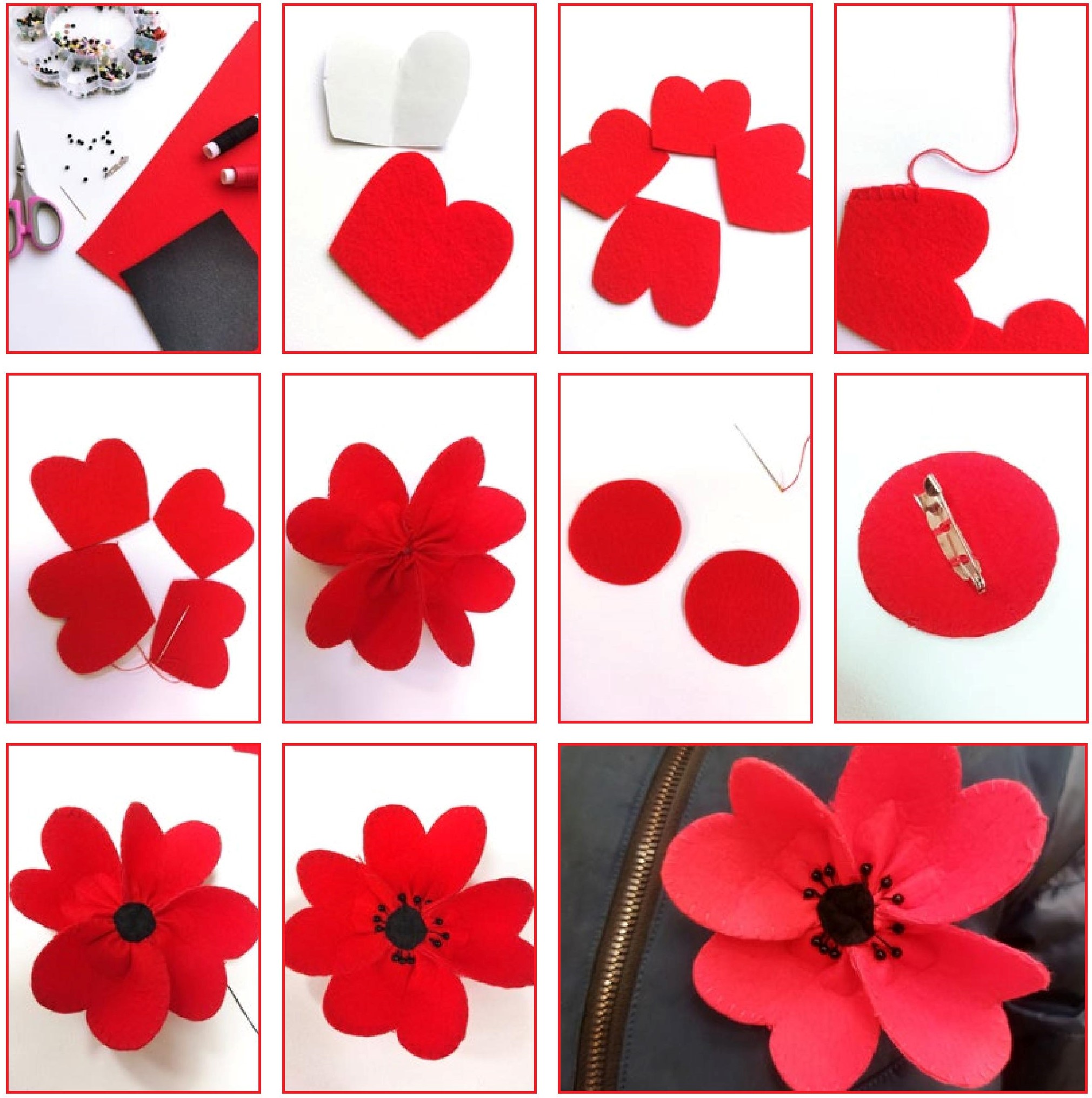 Брошь из фетра «Мак» - пошаговое изготовление Брошь из фетра «Мак» - пошаговое изготовление