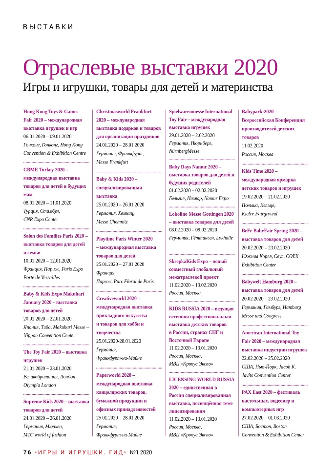 Отраслевые выставки 2020 - 1