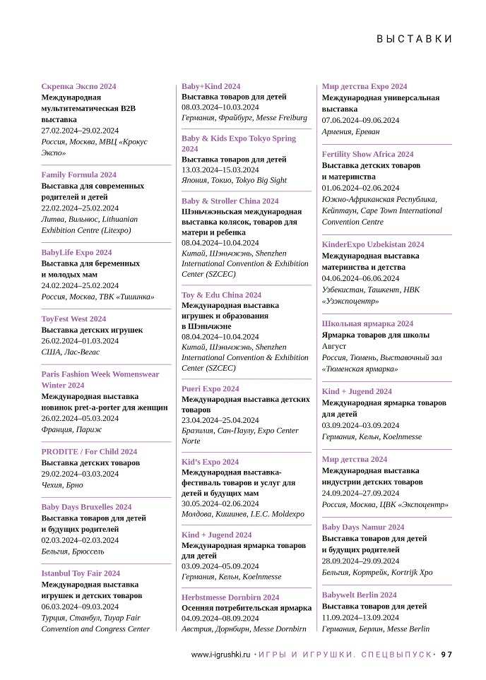 Выставки детских товаров и игрушек в 2024 году
