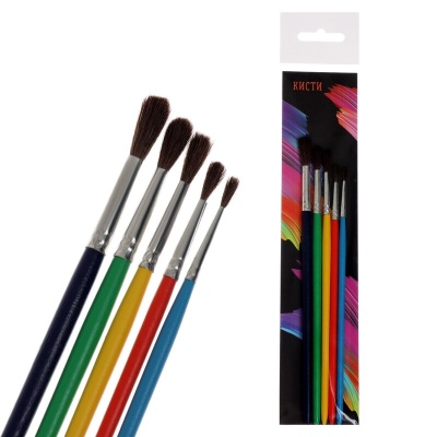 Набор кистей №8 Calligrata, пони 5 шт, интенсивный цвет ручки