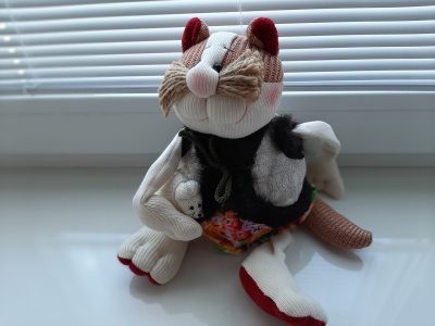 Игрушка ручной работы «Котофей с мышкой», Нежный ветер