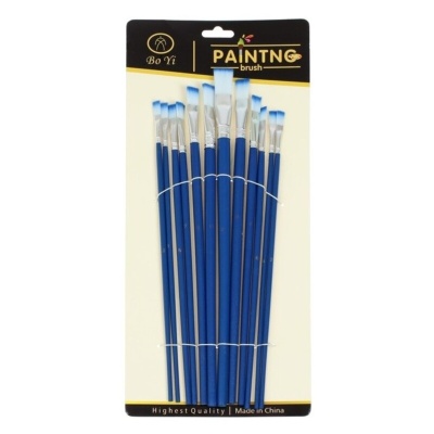 Набор кистей Bo Yi нейлон, плоские, 12 шт, синий