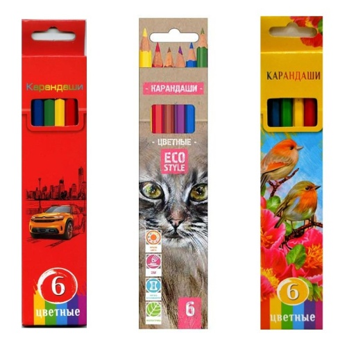Карандаши цветные BG, 6 цветов