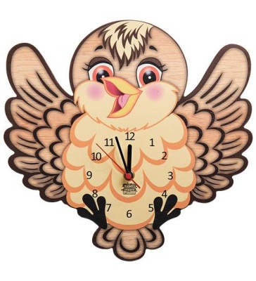 Деревянные часы «Воробьишка Тишка»