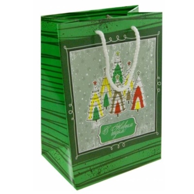 Пакет ламинированный Кубаньпечать «Зеленый с елками», А5