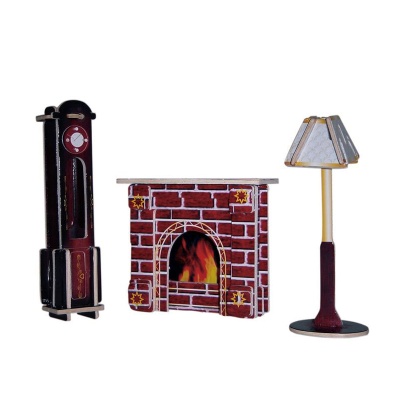 Сборная деревянная модель «Каминная комната» цветная мини, Чудо-дерево