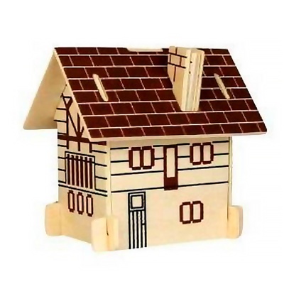 Сборная деревянная модель «Европейский дом» коричневый, Чудо-дерево