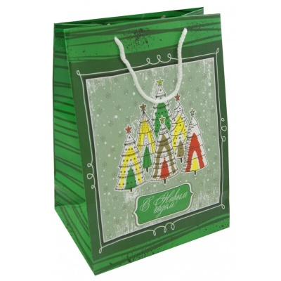 Пакет ламинированный Кубаньпечать «Зеленый с елками», А5