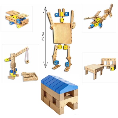 Конструктор деревянный с креплением «Трансформер» К2380, 38 дет, Престиж-игрушка