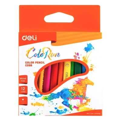 Карандаши Deli ColoRun EC09900 трехгранные, пластик, 12 цветов
