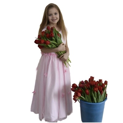 Платье Mia бальное розовое с цветами