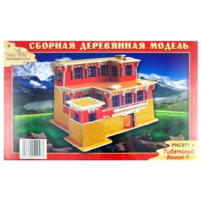 Сборная деревянная модель «Тибетский домик 1» РНС071 цветной, Чудо-дерево