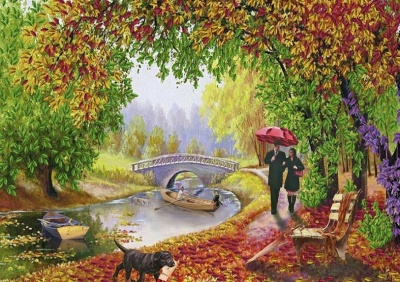 Набор для вышивания лентами «Осенний парк», размер А3