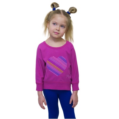 Толстовка (свитшот) Mia с аппликацией сердце, фуксия