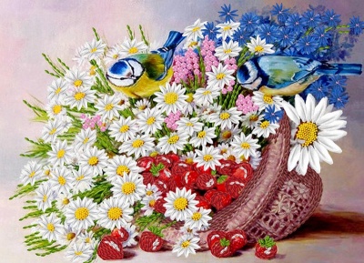 Набор для вышивания лентами «Букет в шляпке», размер А3