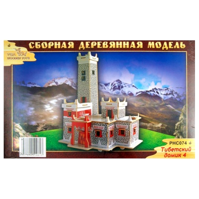 Сборная деревянная модель «Тибетский домик 4» РНС074 цветной, Чудо-дерево