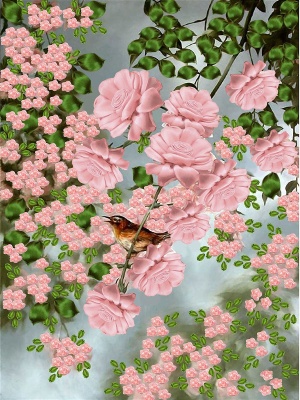 Набор для вышивания лентами «Розовый куст», размер А3