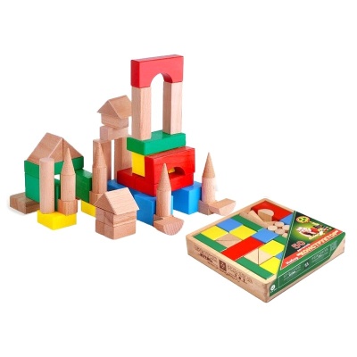 Конструктор КЦ2251, 50 деталей в дер. коробке, Престиж-игрушка