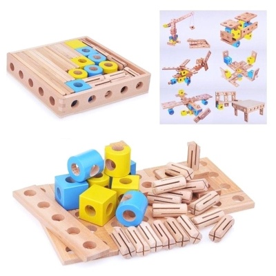 Конструктор деревянный с креплением «Трансформер» К2380, 38 дет, Престиж-игрушка