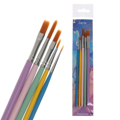 Набор кистей №6 Calligrata, синтетика, 5 шт, пастельный цвет ручки