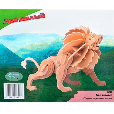 Сборная деревянная модель «Лев» М028, Чудо-дерево