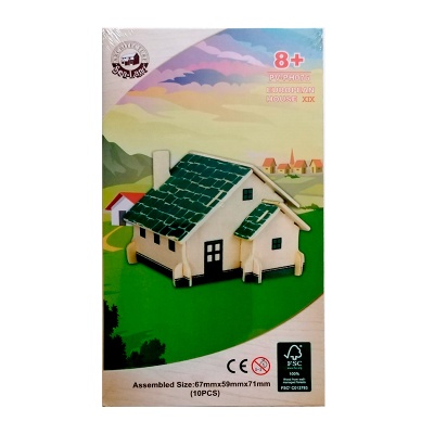 Сборная деревянная модель «Европейский дом» зелёный, Чудо-дерево