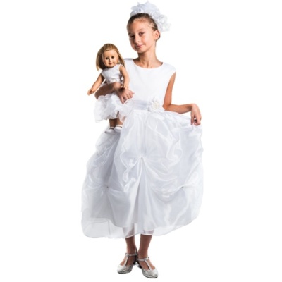 Платье Mia бальное белое с жемчужинками