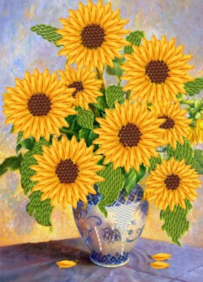 Набор для вышивания лентами «Подсолнухи», размер А3