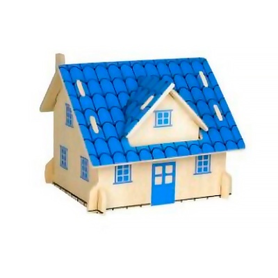 Сборная деревянная модель «Европейский дом» голубой, Чудо-дерево