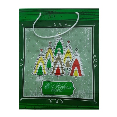 Пакет ламинированный Кубаньпечать «Зеленый с елками», А5