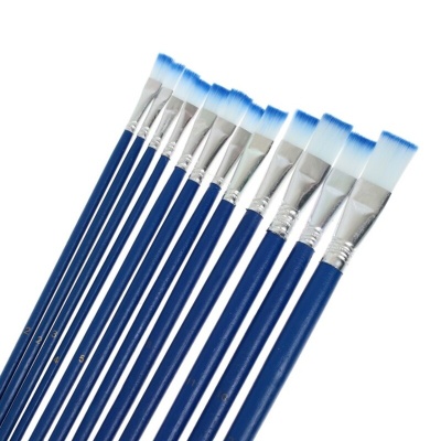 Набор кистей Bo Yi нейлон, плоские, 12 шт, синий